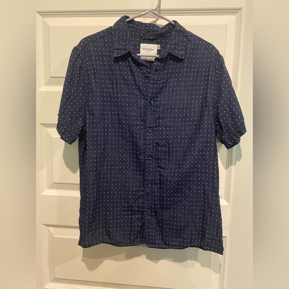Goodfellow & Co Men's Dark Blue Dotted Button Down Shirt